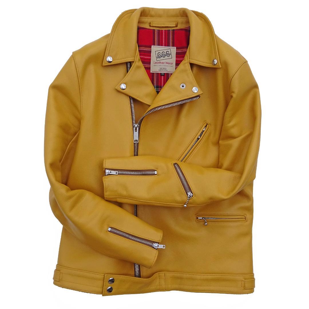 666 Leather Wearトリプルシックスサイクロンライダースイエロー40