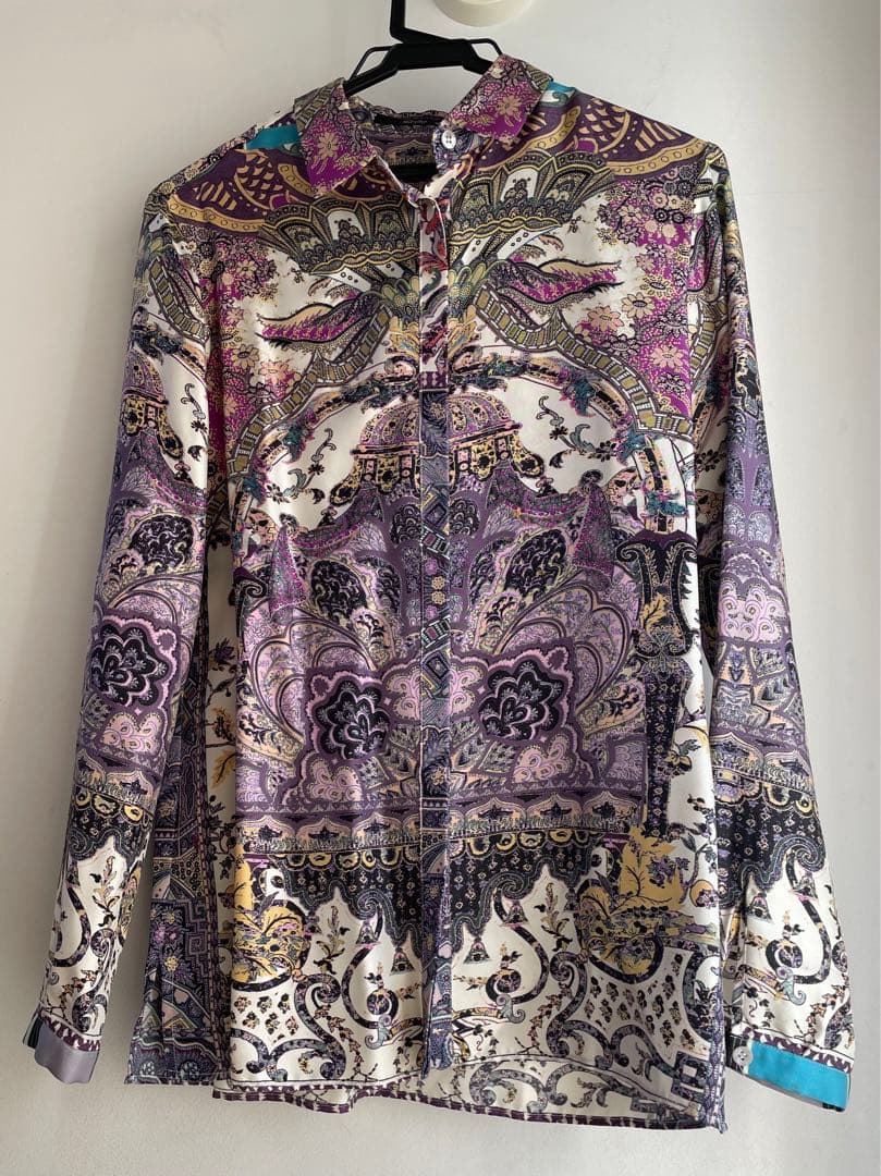 美品ETROエトロ　シルク100%ブラウス　ペイズリー柄★ドライクリーニング済み