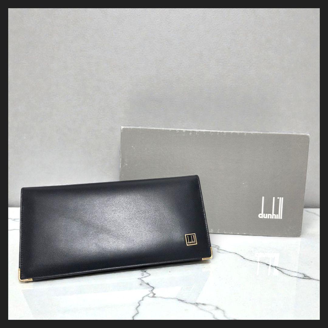 未使用品 dunhill 長財布 小銭入れ付き レザー ブラック メンズ 箱あり