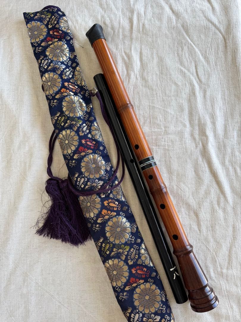 ひゅうが　ワダ楽器 尺八 合竹高級管蝴蝶 竹製 ケース付き