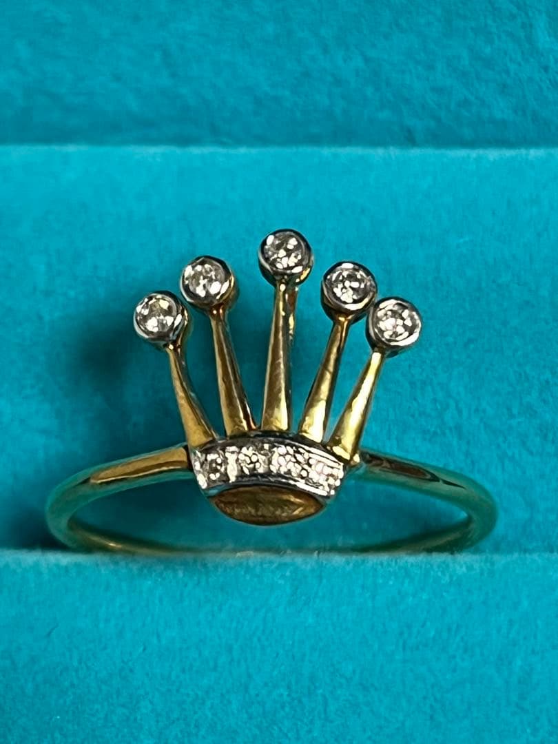 K18 ダイアモンドクラウンモチーフリング 11号 2g