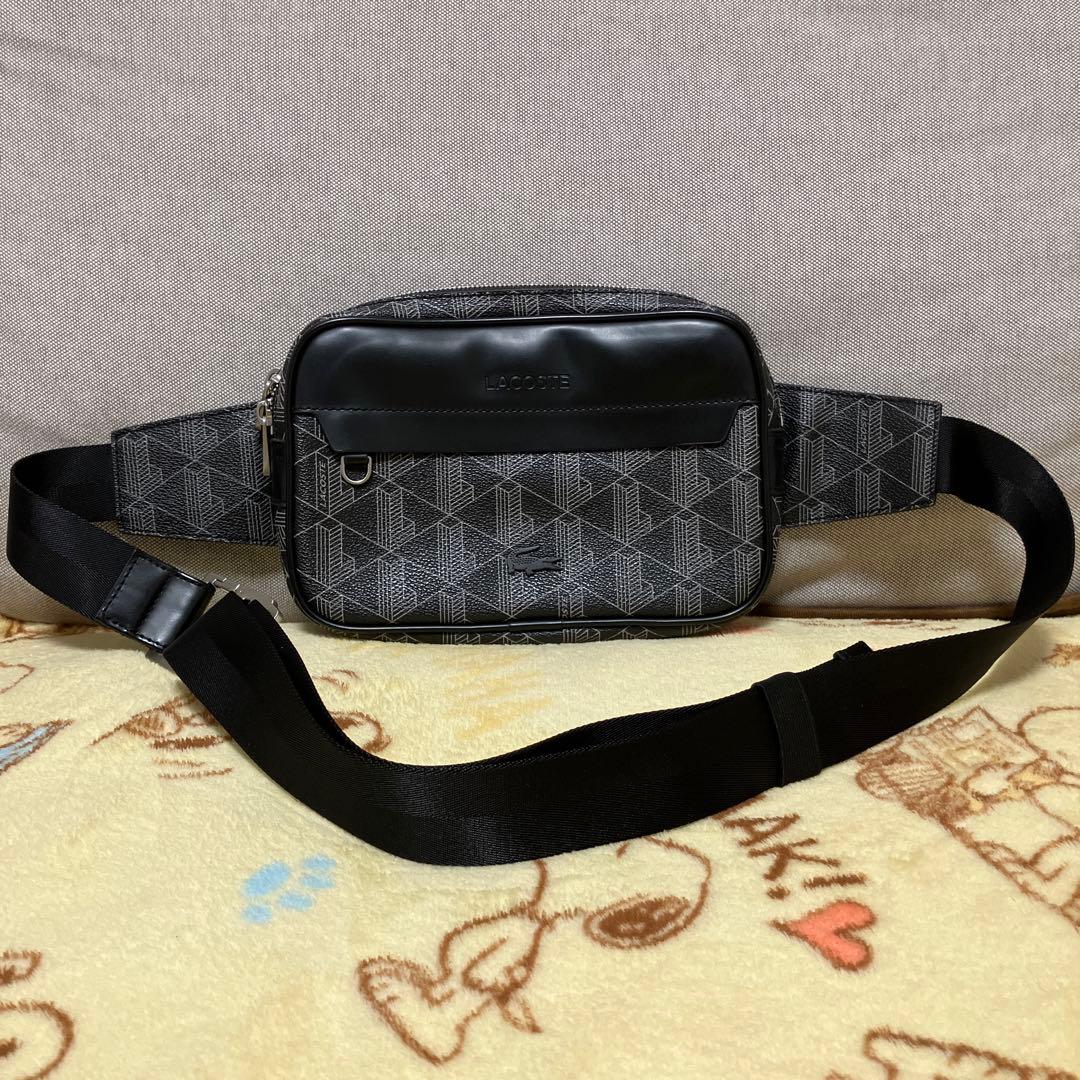 LACOSTE ボディバッグ モノグラム ブラック