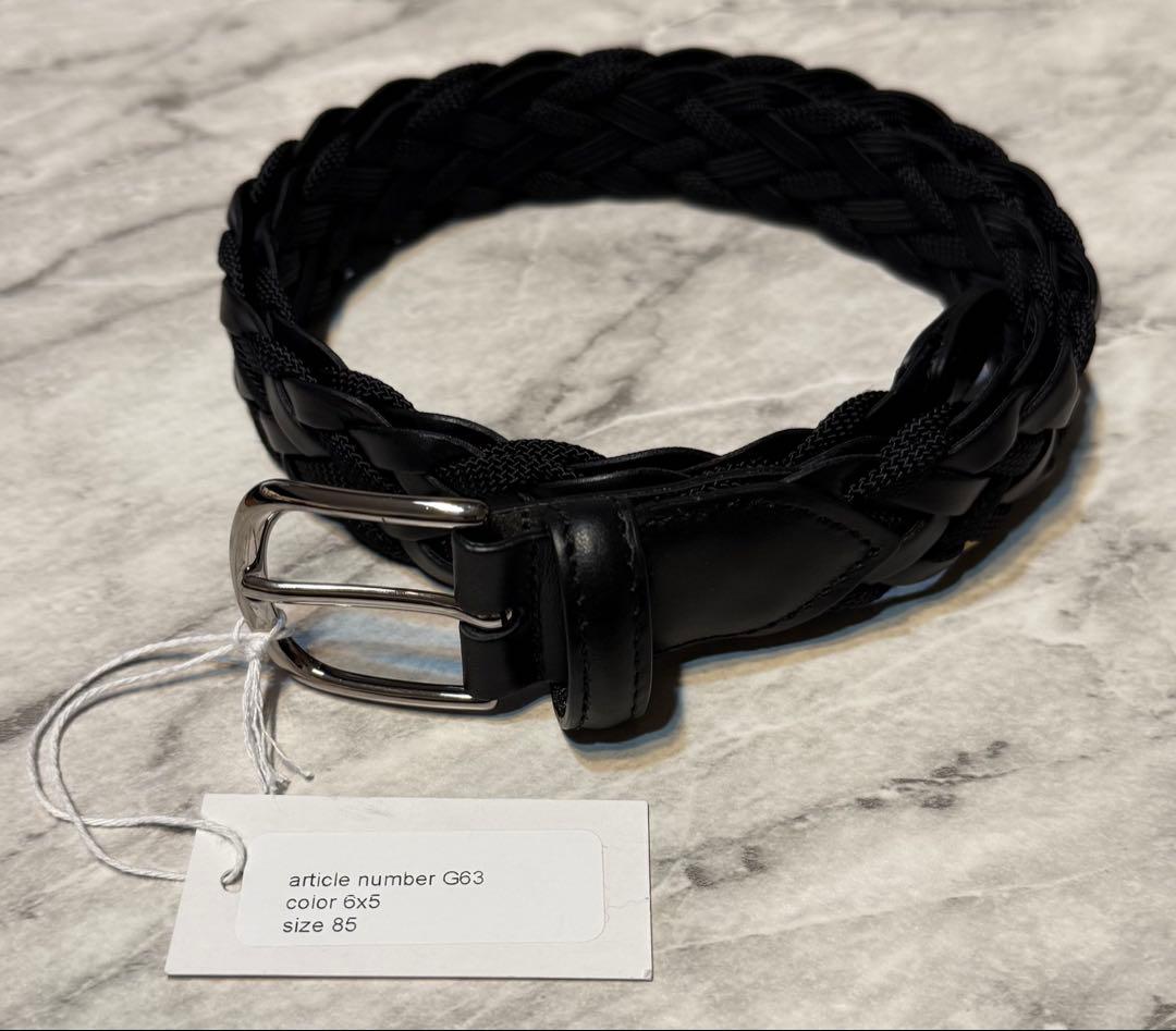 新品未使用 シップス コンビネーション レザーメッシュベルト ブラック