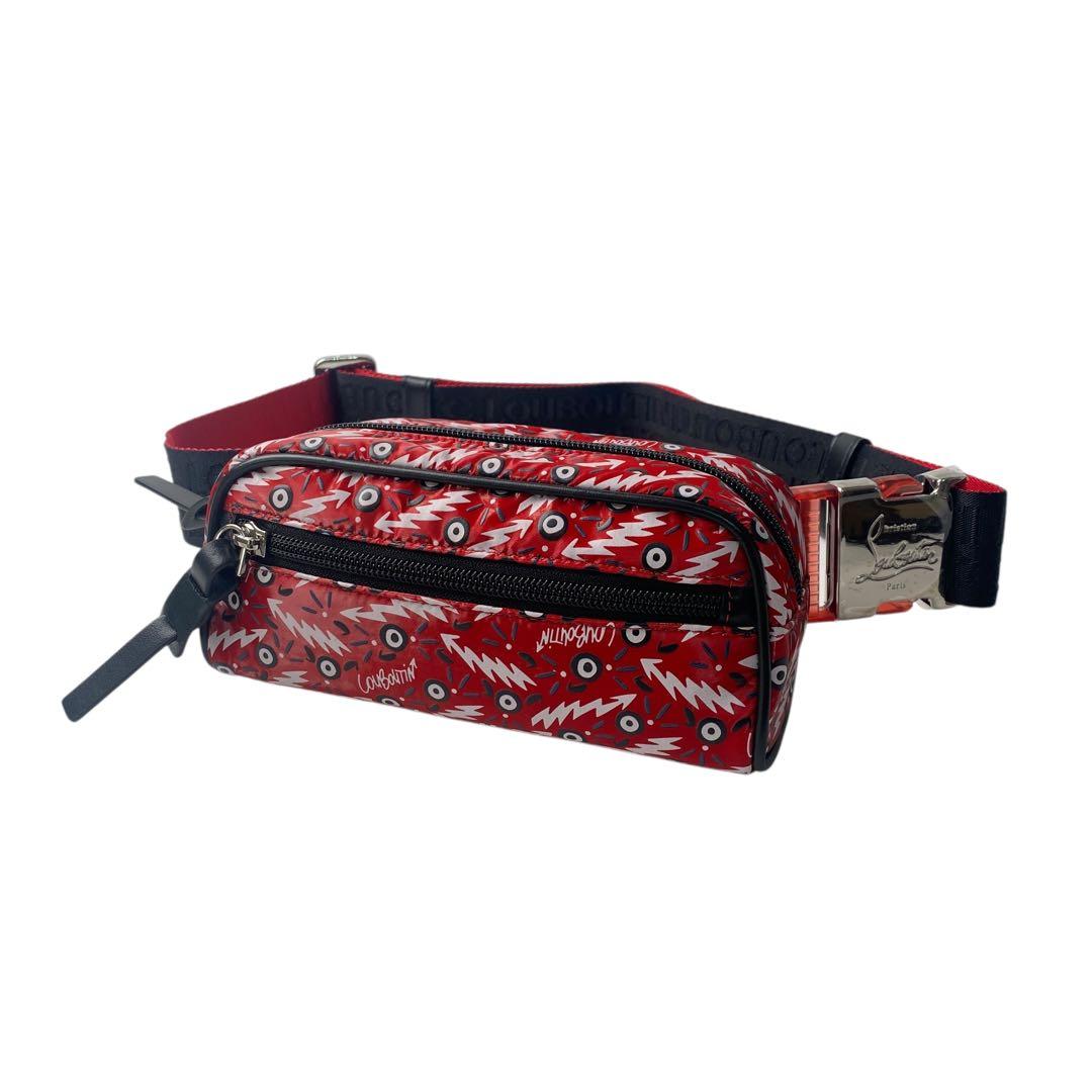 美品 ルブタン ChristianLouboutin ボディバッグウエストポーチ 極美品】クリスチャンルブタン ボディバッグ ウエストポーチ レッド 赤