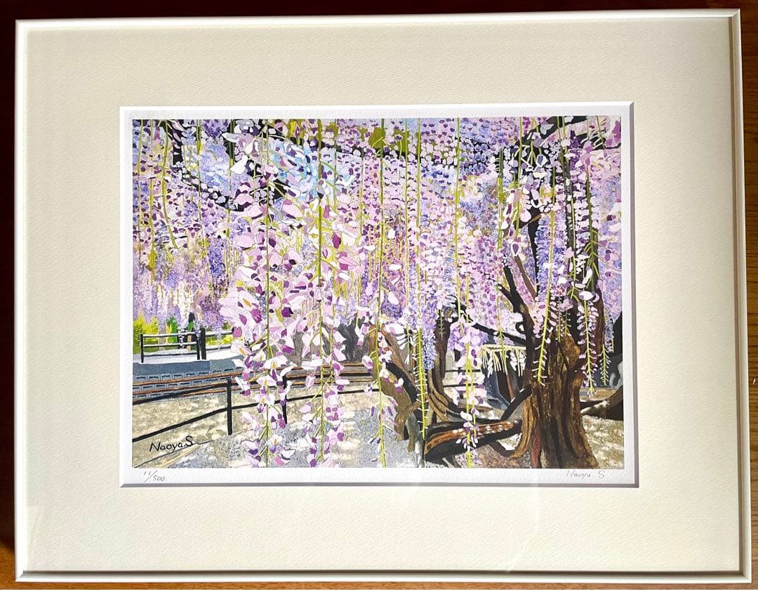 水彩画　ジクレー版画「中山の大藤」（柳川市） 横位置でも幻想的な「中山大藤」 まるで鬼滅の世界🏮 📸SONYα7iv