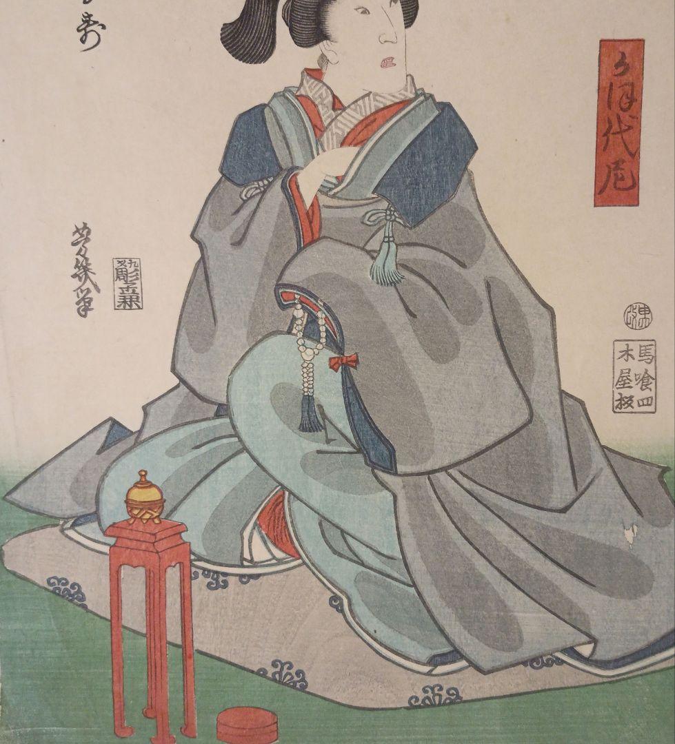 浮世絵版画、美人画、落合芳幾画 作品年月日は万延元年（