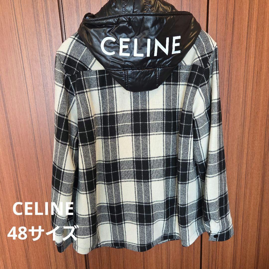 CELINE チェック柄ジャケット 48サイズ 中古・古着通販】CELINE (セリーヌ) フード付き チェック シャツ