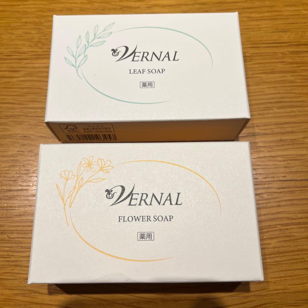 Vernal 低刺激石鹸リーフ & フラワーソープ 各90g 敏感肌 エイジング VERNAL（ヴァーナル） [薬用]リーフソープ 90g 洗顔 せっけん 石鹸