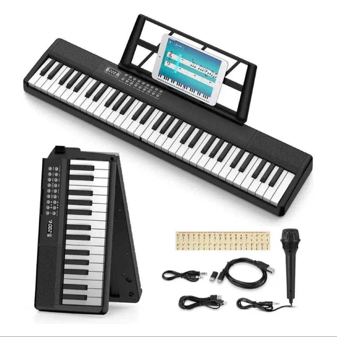 電子ピアノ 折りたたみ 61鍵盤 MIDI機能 パソコン対応80デモ曲135音色