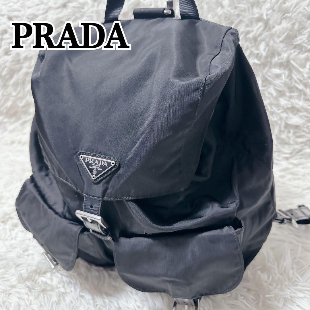 【大人気】PRADA リュック 黒 バックパック ナイロン 三角ロゴ 正規品
