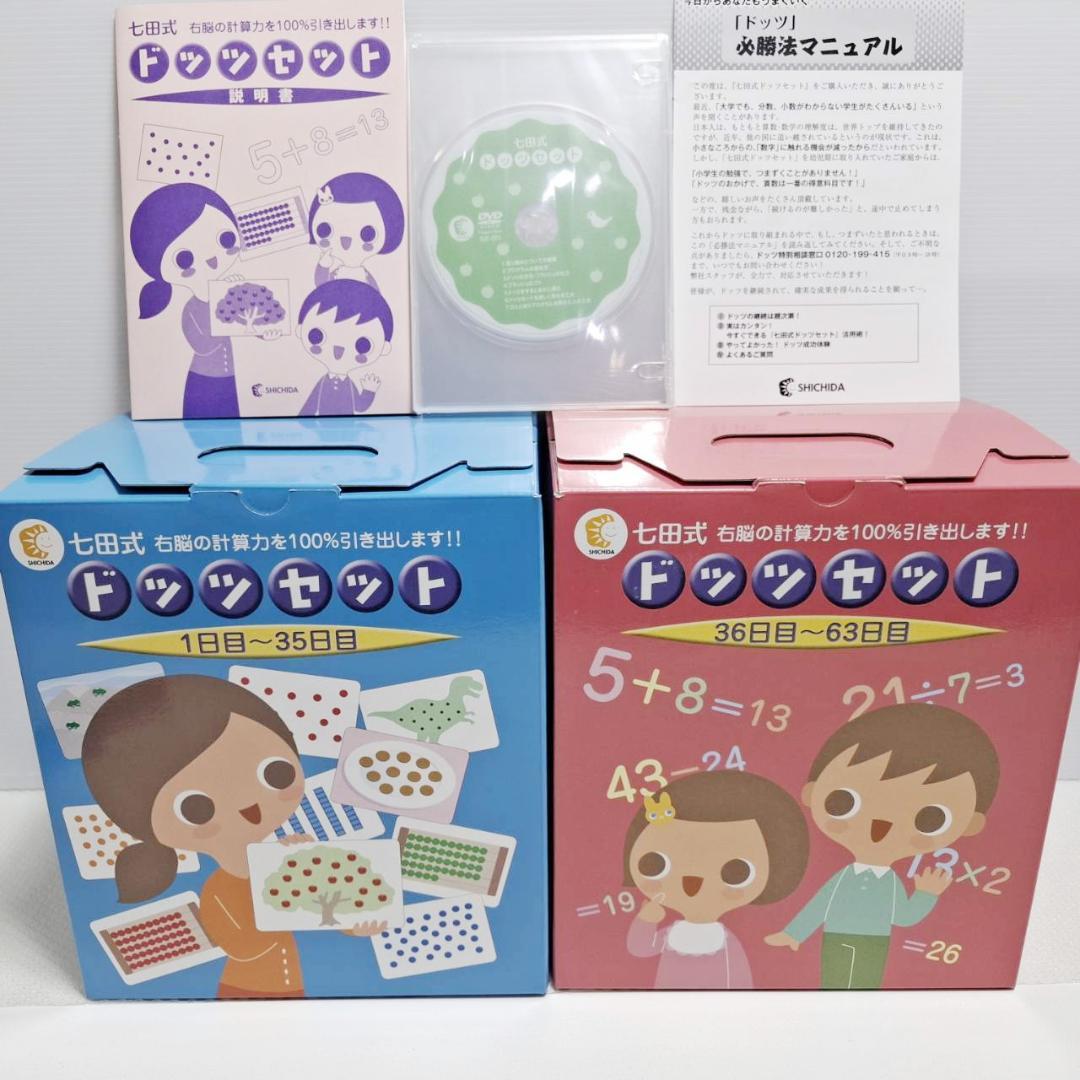 七田式 ドッツセット 美品　解説DVD付き フラッシュカード 1日目～63日目