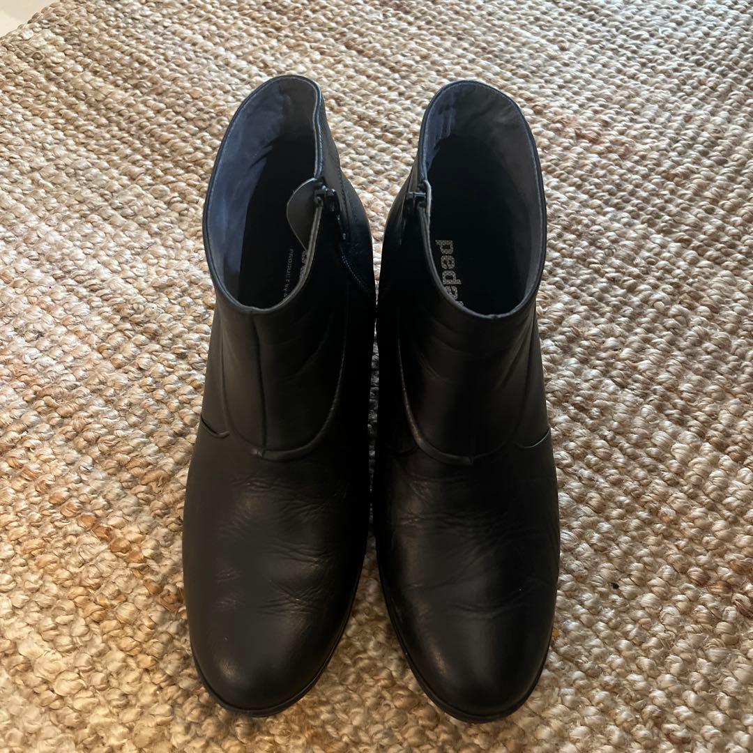 Pedala ぺダラ　レザーブーツ　内側サイドファスナー　24.5㎝　ブラック黒