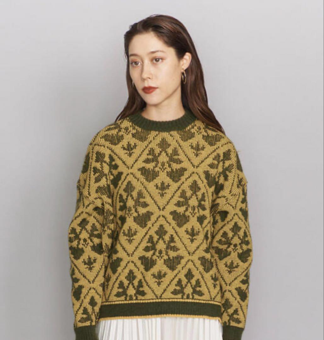 【ALLO様】TAN ダマスクモチーフニットプルオーバー