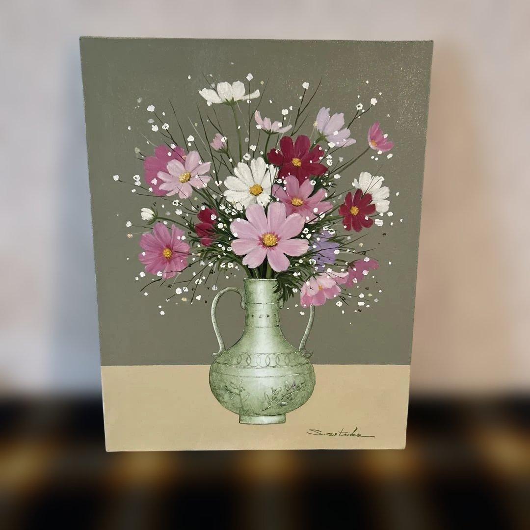 コスモス　千賀節子　油彩画 tid-f6-009-gd.jpg