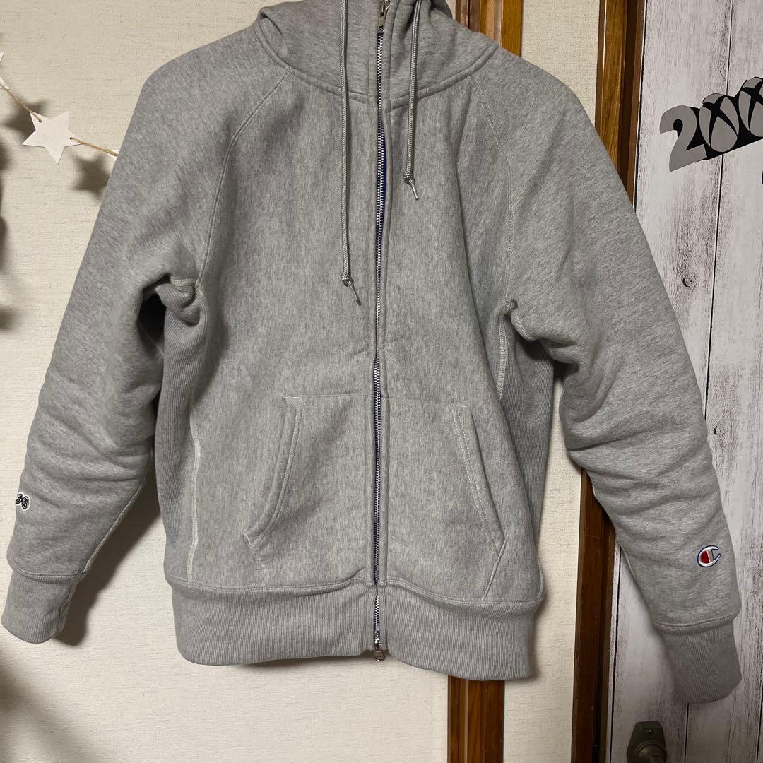 stussy champion コラボ　グレーダブルジップパーカー　厚手　裏起毛