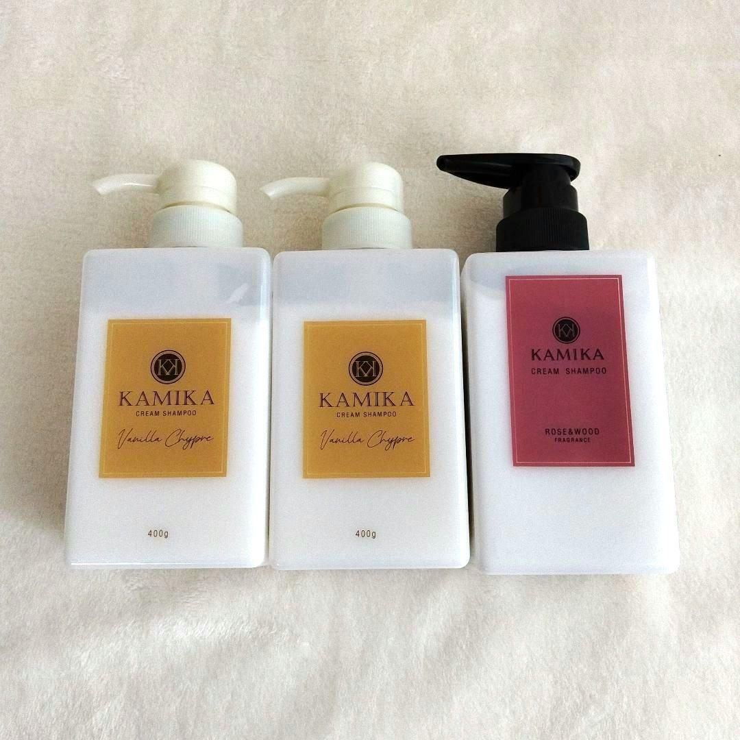 【カミカ】オールインワンクリームシャンプー　バニラ2本　ローズ1本　　140