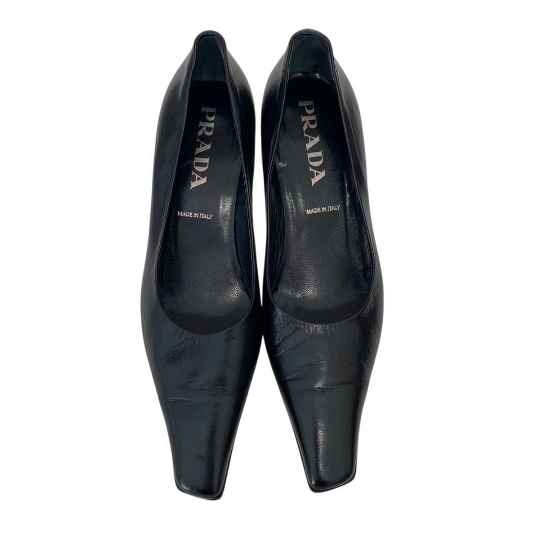 良品 プラダ パンプス ポインテッドトゥ ヒール サイズ37 24.0cm