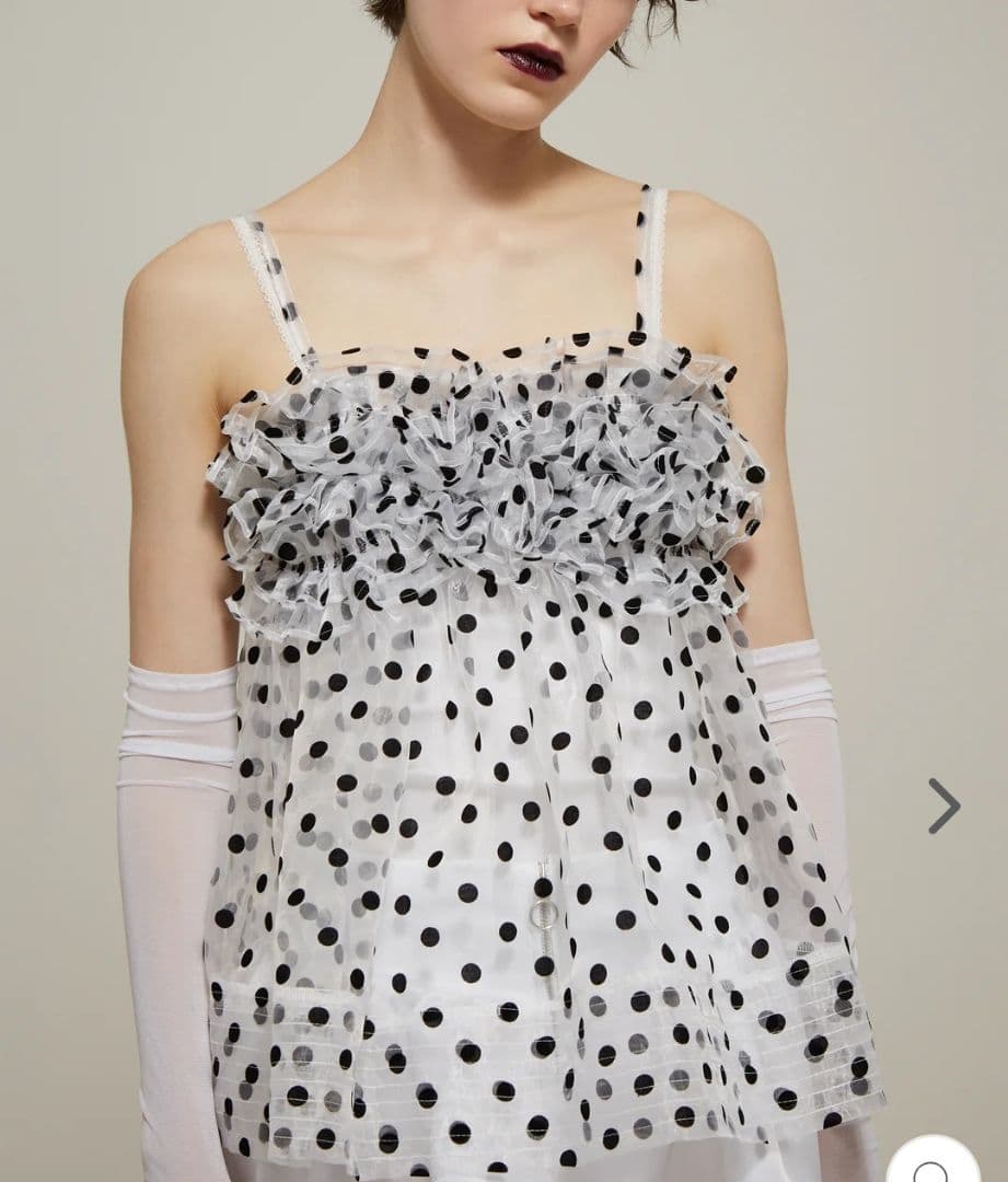 poppy フリル付き水玉模様チュニック