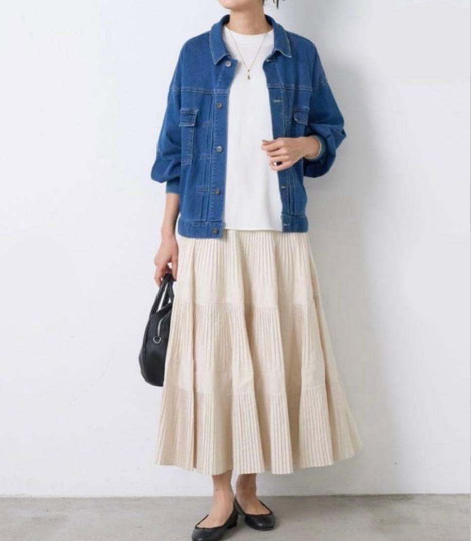 数回着用✳︎プリーツティアードスカート✳︎ホワイト✳︎複数購入でお値下げします！