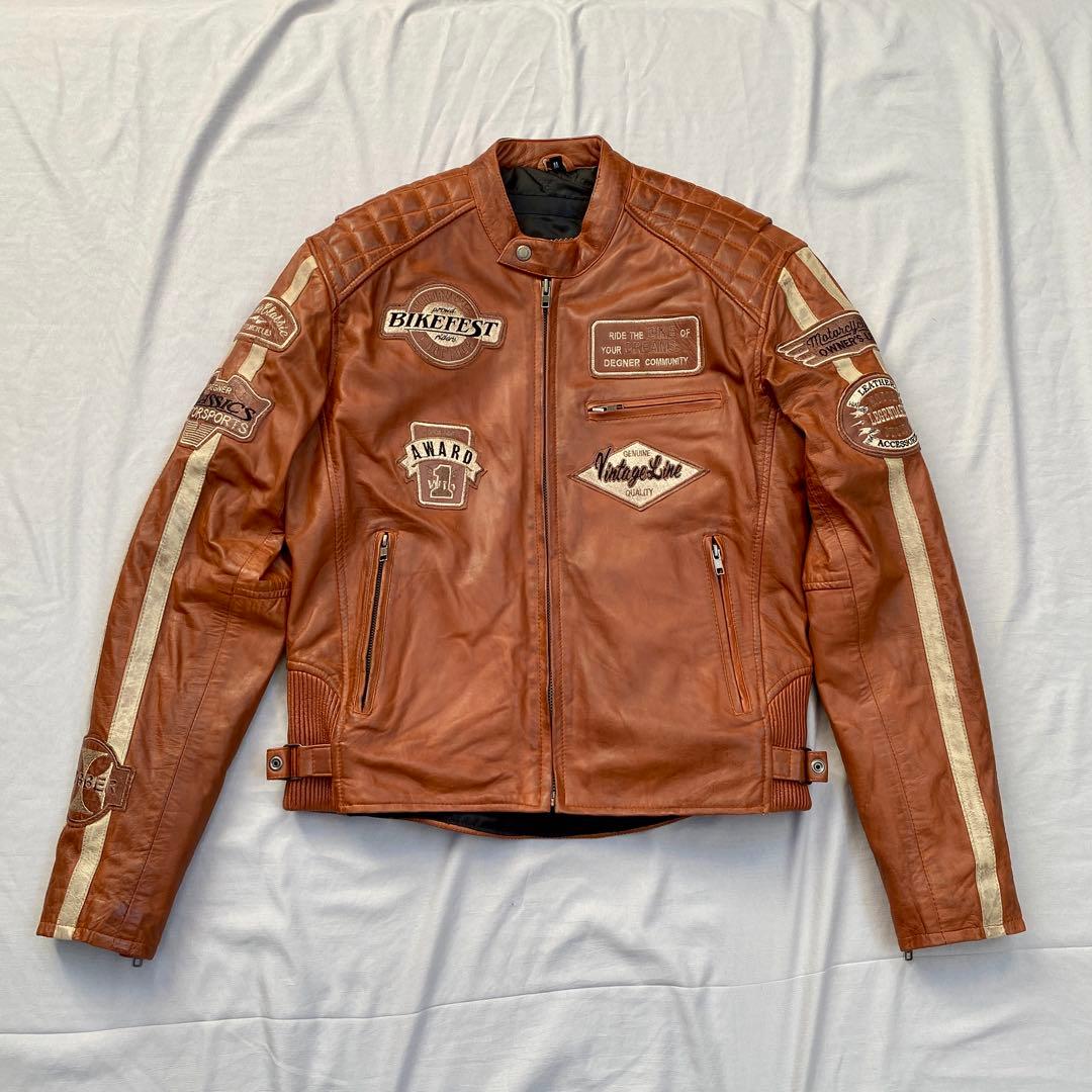 【美品】　DEGNER ライダースジャケット　ラムレザー　羊革　ヴィンテージ加工