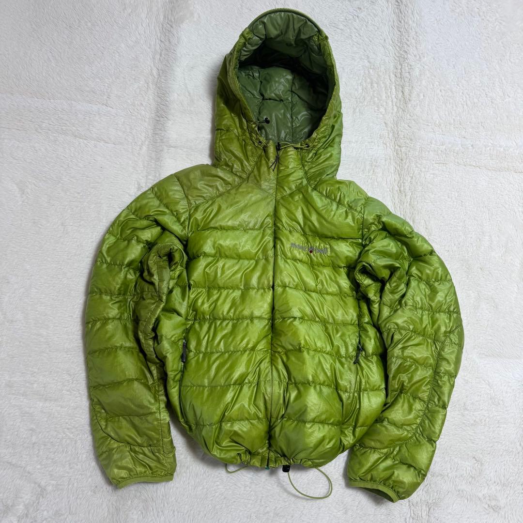 モンベル800FP U.L.ダウンガイドパーカSグリーンドローコードy2k短丈