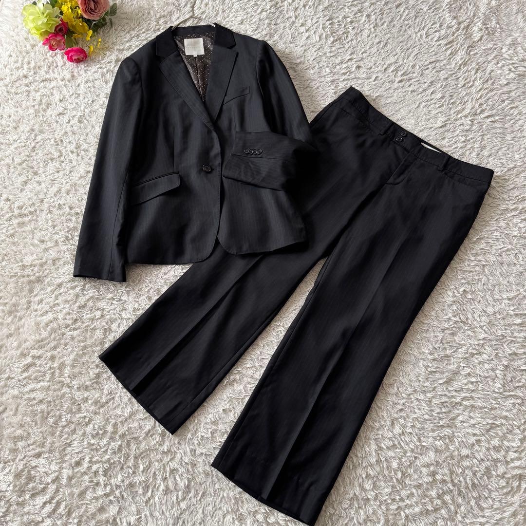 クミキョク セットアップ パンツスーツ ウール シルク ストライプ 大きいサイズ