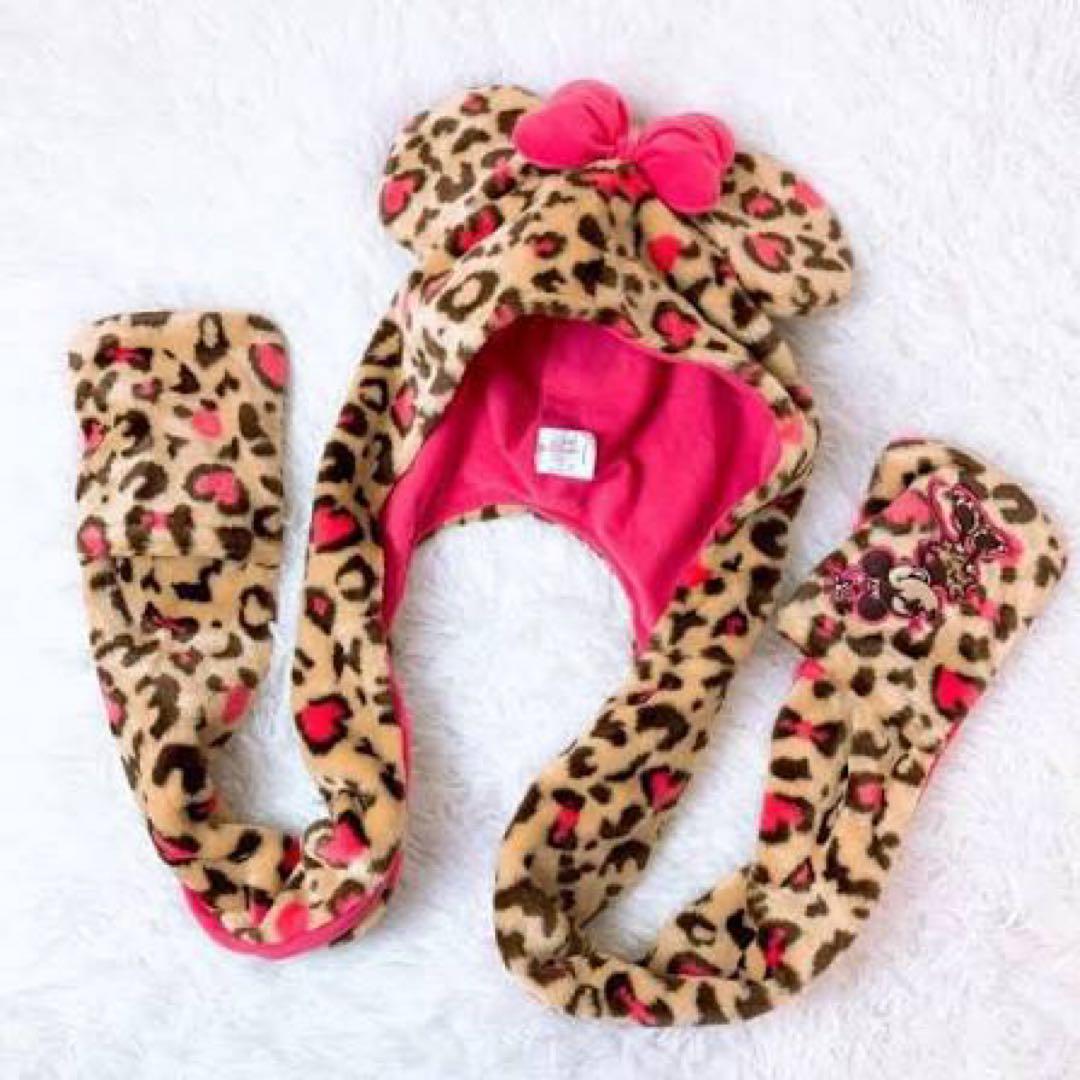 ミニーちゃん ヒョウ柄マフラー、ファンキャップ - メルカリ