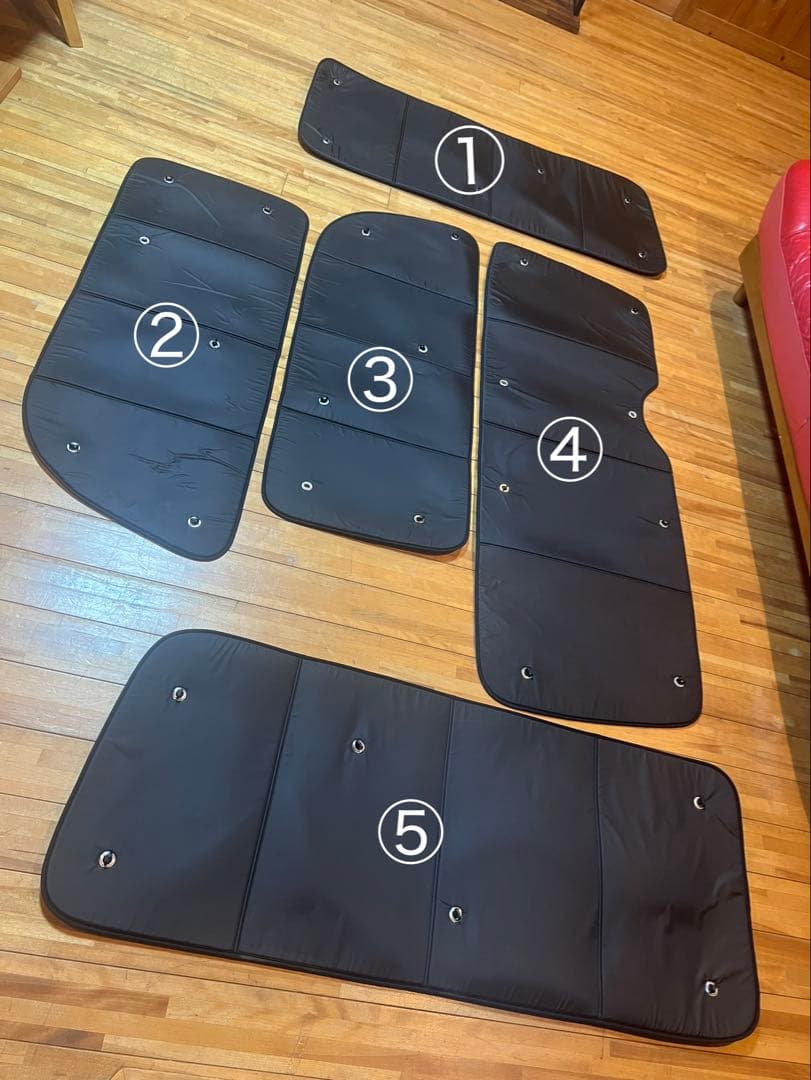 ハイエース200系S-GL用サンシェード1型から8型用　５枚セット ハイエース200系の車中泊ならカーテンいらずプライバシーサンシェード