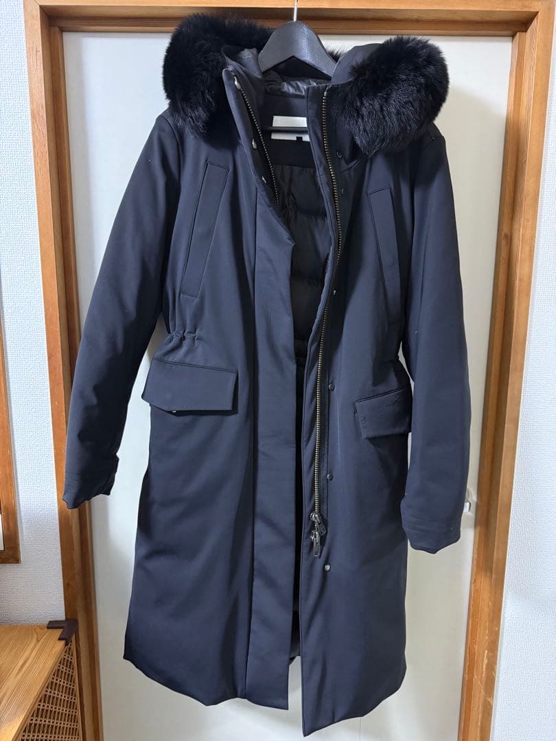 ファー付きブラックロングダウンジャケット ブラックダウンジャケット ファー付き S115546206 - ジャケット