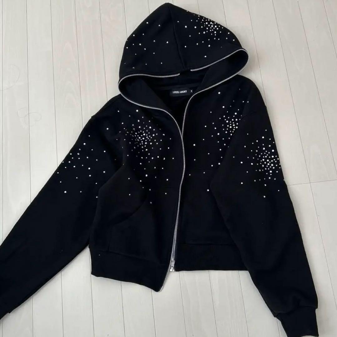 〆*様 【ラインストーンパーカー】 【定価約4万】フーディー パーカー 韓国スト