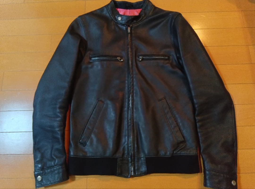 シングルレザーライダースマンダリンカラーブルゾンMブラック黒 LJM-21TF タイトフィット マンダリンカラー シングル ライダース