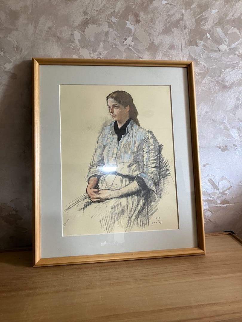 小磯良平　外国夫人　女性の肖像 リトグラフ 1976年