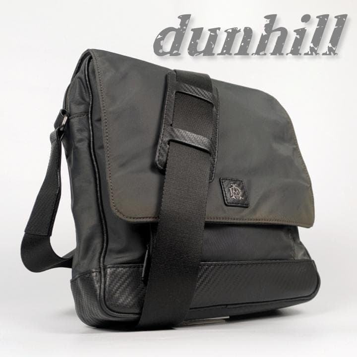 【美品】ダンヒル メッセンジャーバッグ クロスボディバッグ ナイロン レザー dunhill（ダンヒル） 美品 メンズ メッセンジャーバッグ ショルダー
