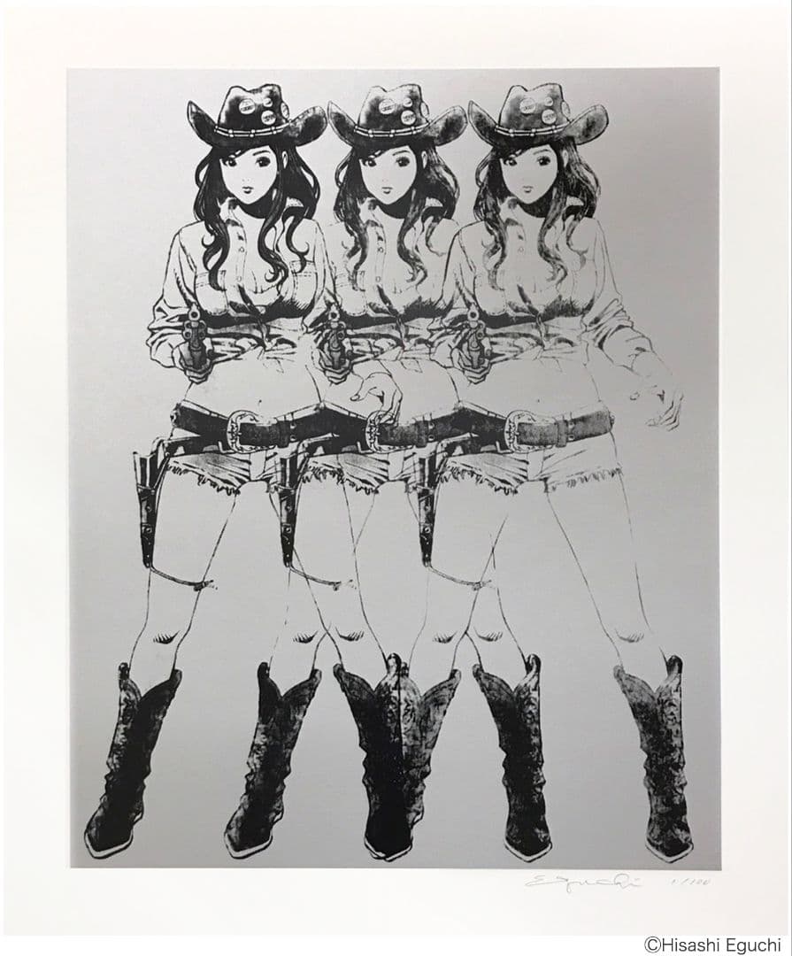 江口寿史エディションサイン入り版画「Cowgirls」