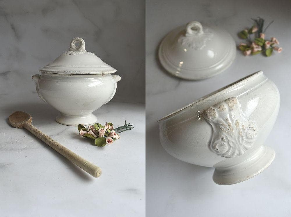 珍しい窯　フランス19世紀　美しいスーピエ（小）印有　フランスアンティーク