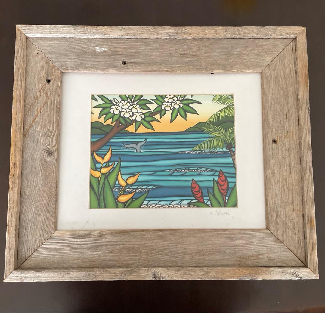 ヘザーブラウン　木製フレーム付きアート ヘザーブラウン フォトフレーム アートフレーム 木材 ハワイ