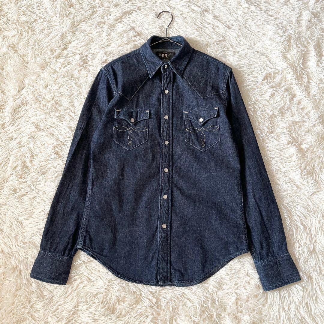 希少S RRL 天然インディゴ ウエスタンシャツ