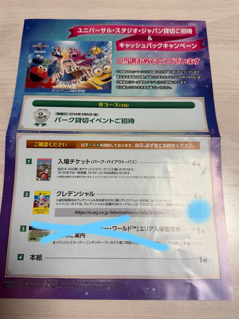 ユニバーサル・スタジオ・ジャパン プレミアムナイト入場券 3月6日