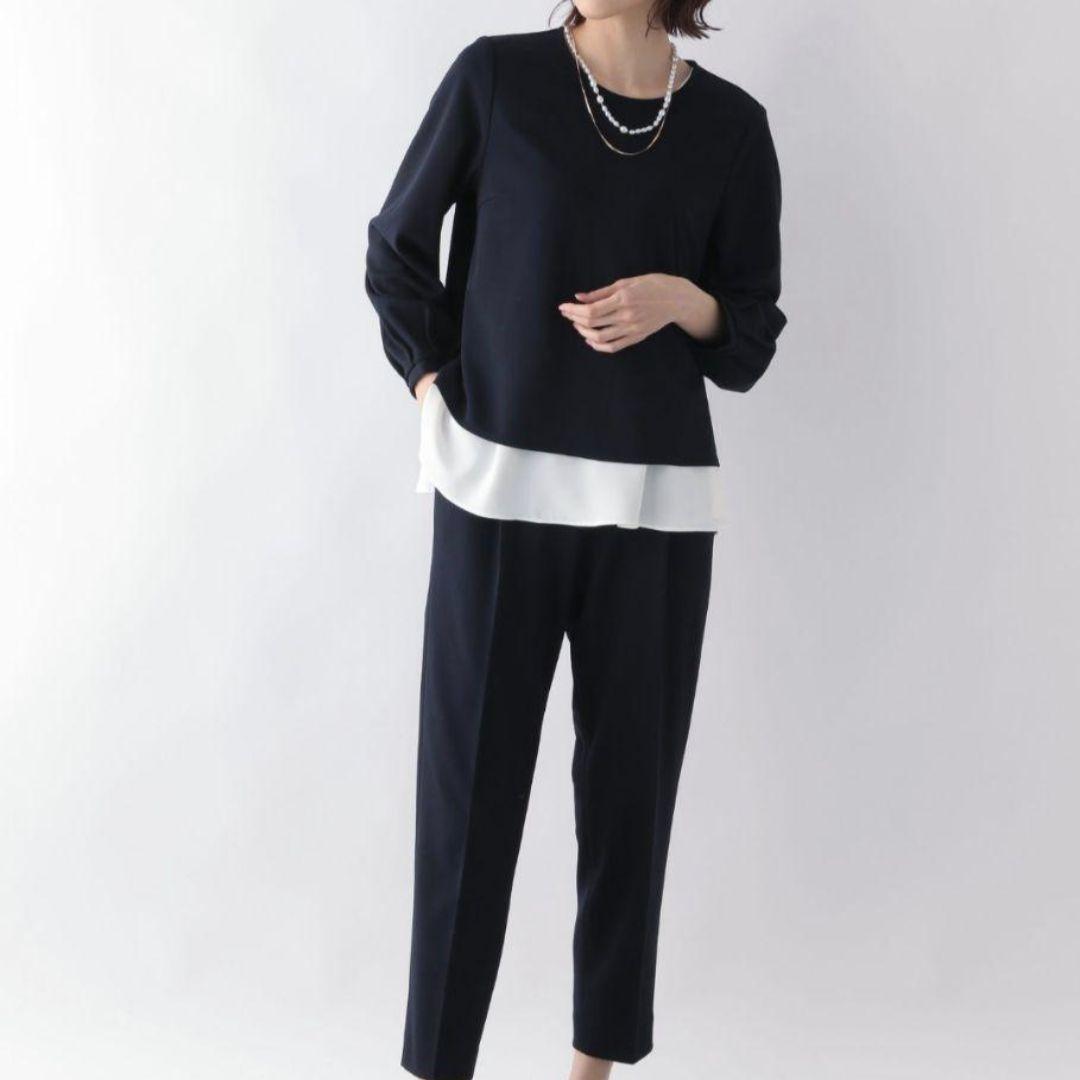 ◆限定◆GLOBAL WORKスゴラクカットブラウス・パンツ3セット　ネイビーＬ 未使用品 GLOBAL WORK スゴラクカットブラウス パンツセット M 紺