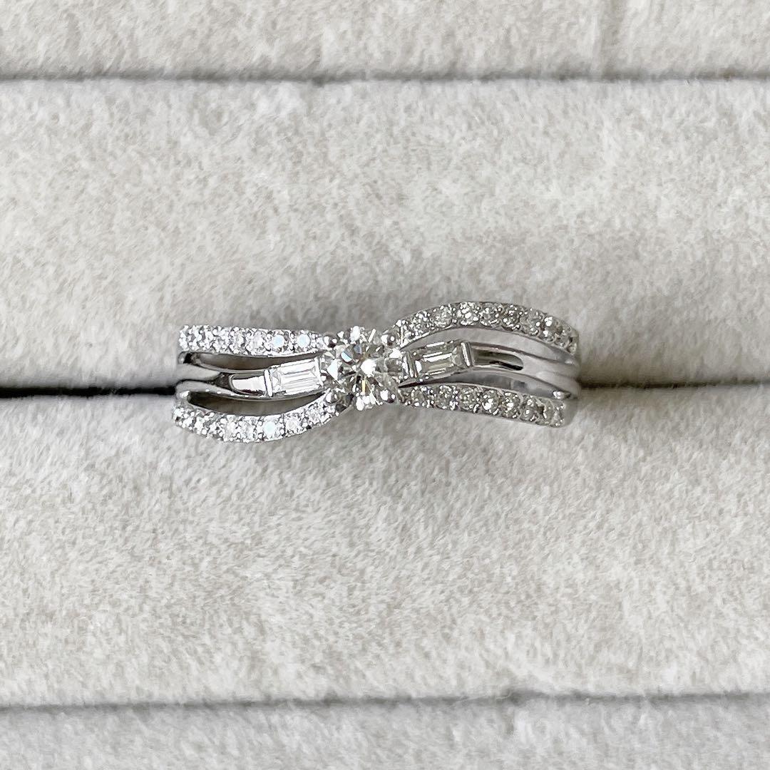 クロスデザインリング　K18WG トータル0.43ct クロスデザインリング K18WG トータル0.43ct K18WG クロスデザイン