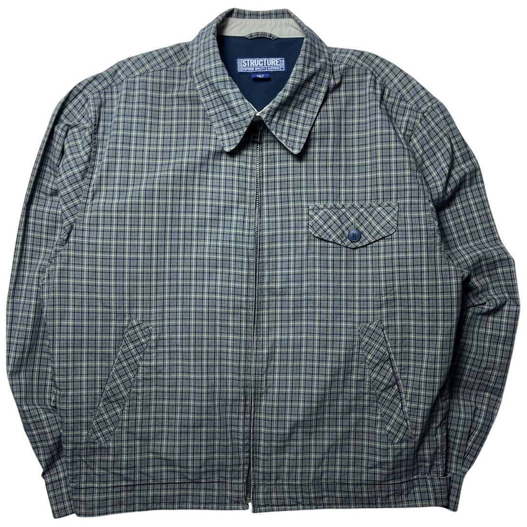 90s チェック スウィングトップ ドリズラー ジャケット ブルゾン 古着 短丈