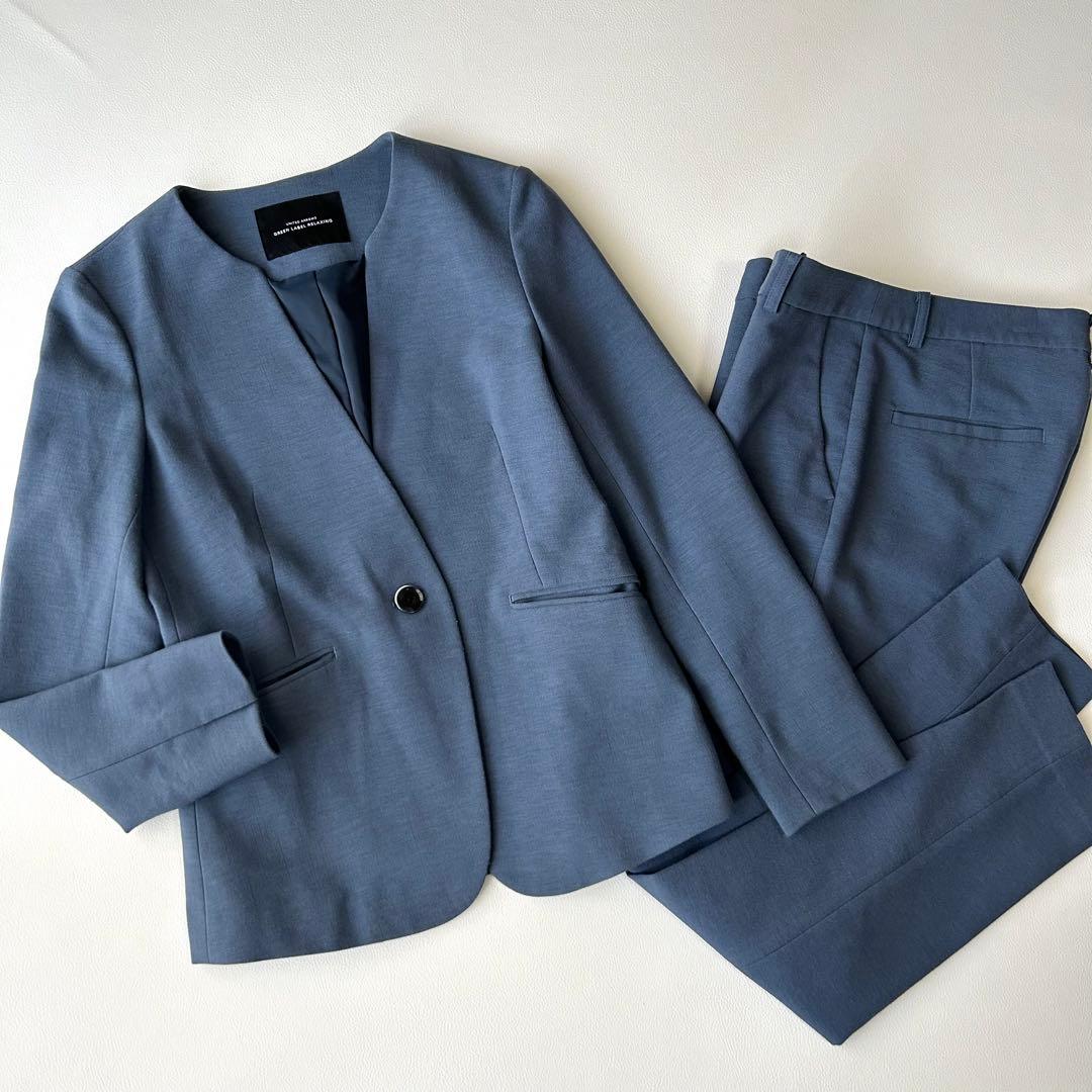 グリーンレーベル セットアップ スーツ ノーラペルジャケット ブルー 36