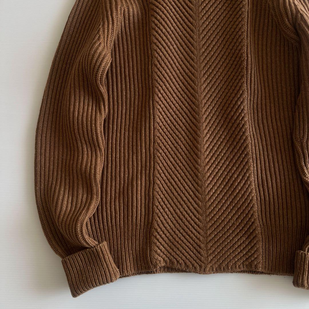 HYKE ハイク /リブタートルニット ブラウン 1 ハイネック ヘリンボーン