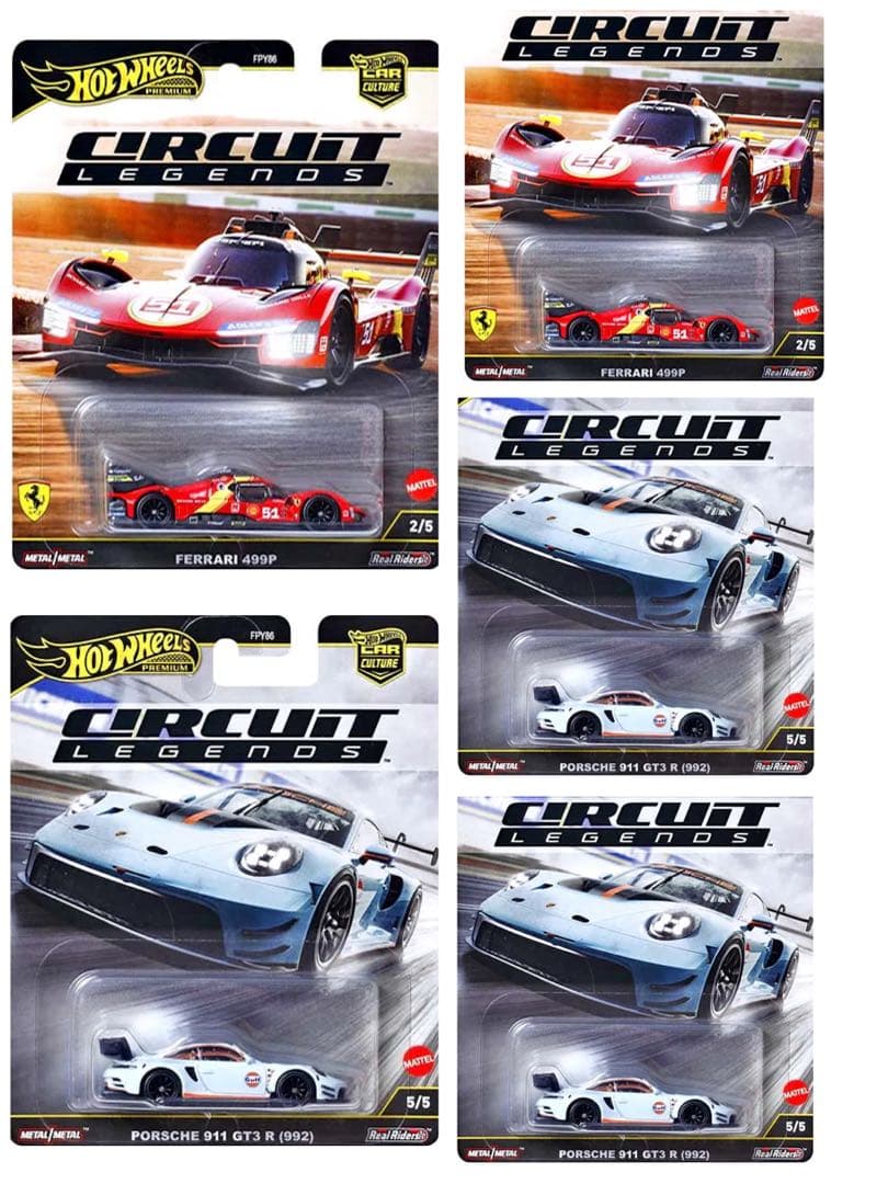 ホットウィール (5点) フェラーリ 499P×2、ポルシェ 911 GT3×3