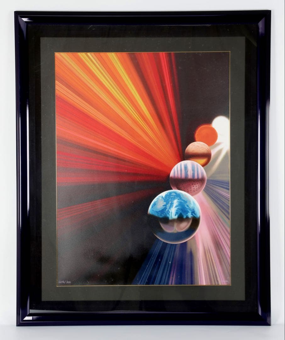 長岡秀星 リトグラフ「星の移り変り」224/300 直筆サイン 額装 箱付 長岡秀星 版画「Central City セントラル シティ」 - art obsesshion