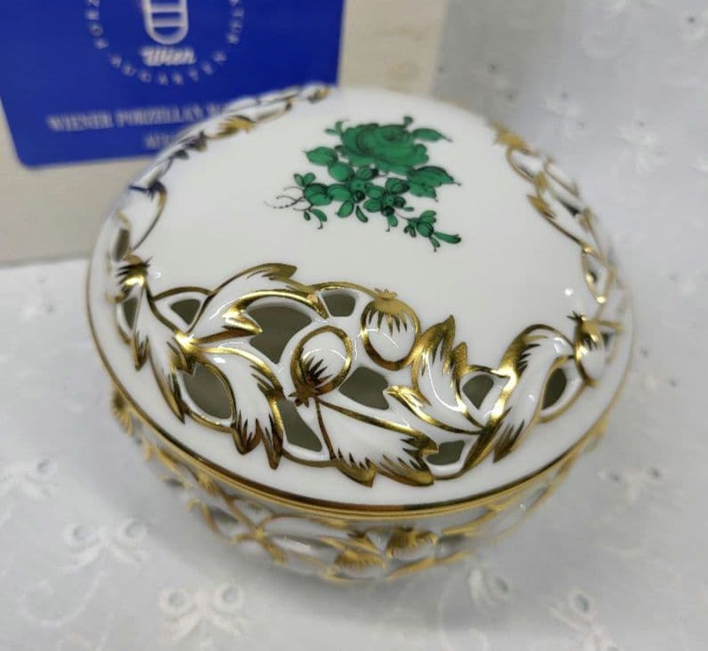 未使用近✨アウガルテン マリアテレジア 小物入れ ボンボニエール 大 透かし