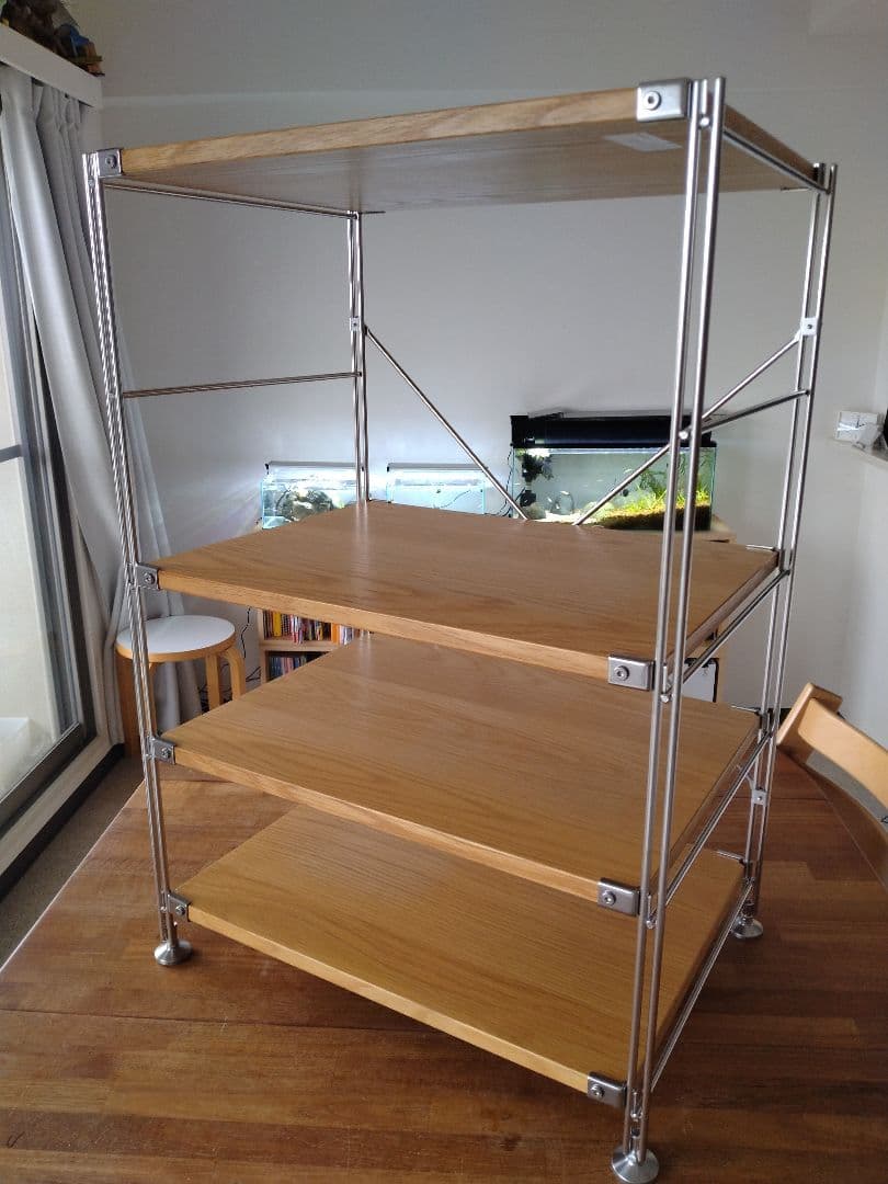 【訳あり美品】MUJI無印良品 ステンレスユニットシェルフ小56cmオーク材4段 無印良品 ステンレスユニットシェルフ ワイド 小 オーク材 4段｜Yahoo
