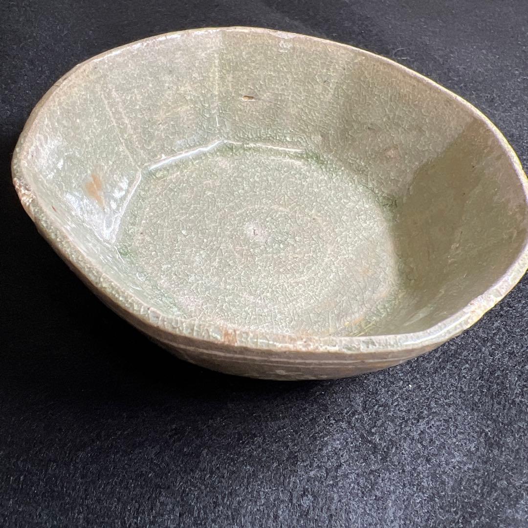 16世紀 高麗青磁 上手白泥象嵌八角鉢4客 幅約11.5㎝