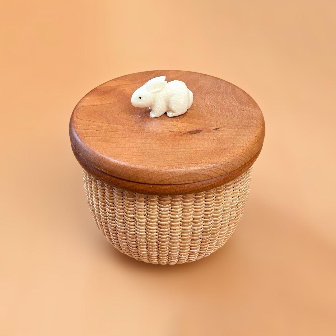 ナンタケットバスケット　キャンディバスケット　５インチラウンド ナンタケットバスケット・5インチ・ラウンド蓋付き かごバッグ