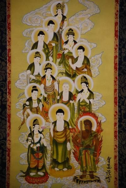 真作/聖道/十三佛図/桐共箱付/布袋屋掛軸HB-928